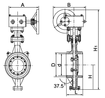 D363對焊三偏心蝶閥(圖1) D363對焊三偏心蝶閥(圖1)